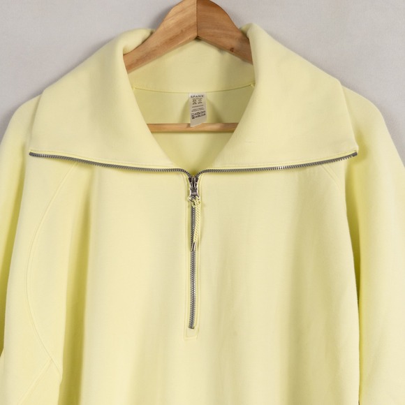 SPANX Airelessentials Oversized Quarter Zip Sweatshirt 3X Yellow Athleisure Cozy - Picture 2 of 10